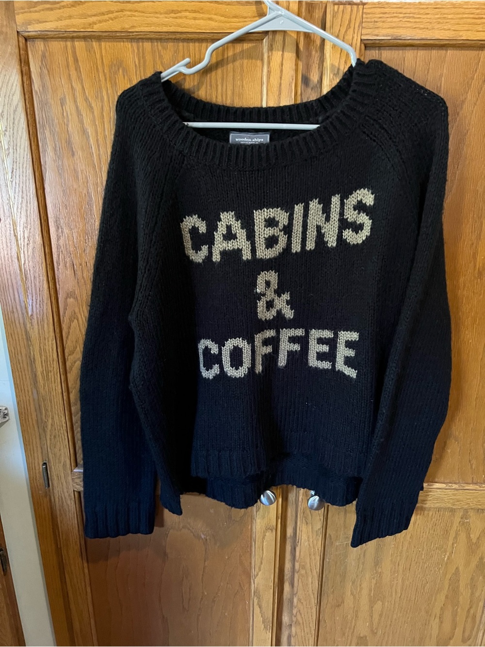 Wooden Ships Black Sweater Cabins & Coffee